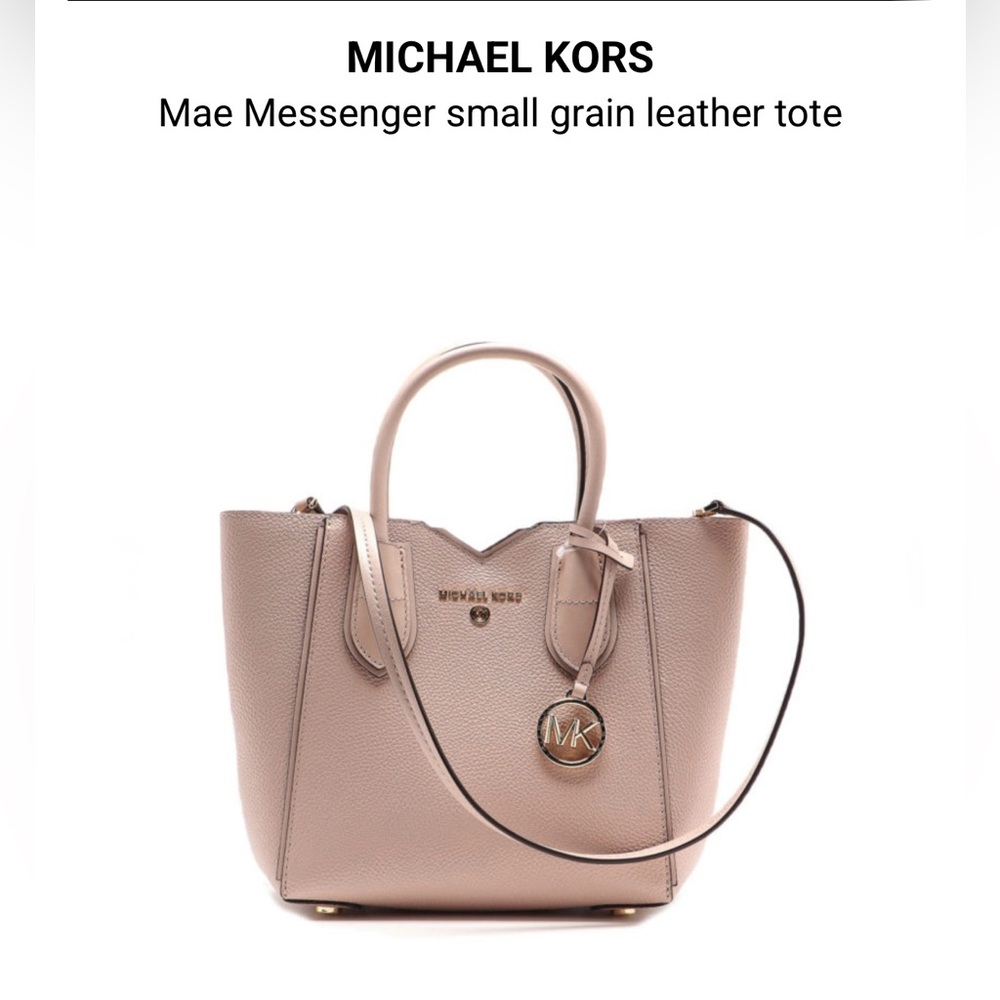 NWT Michael Kors Mae Messenger Leather Tote - Smokey Rose